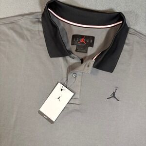 Nike Jordan Brooklyn Mens Polo Loose Fit Grey/Black Loose Fit IB1041